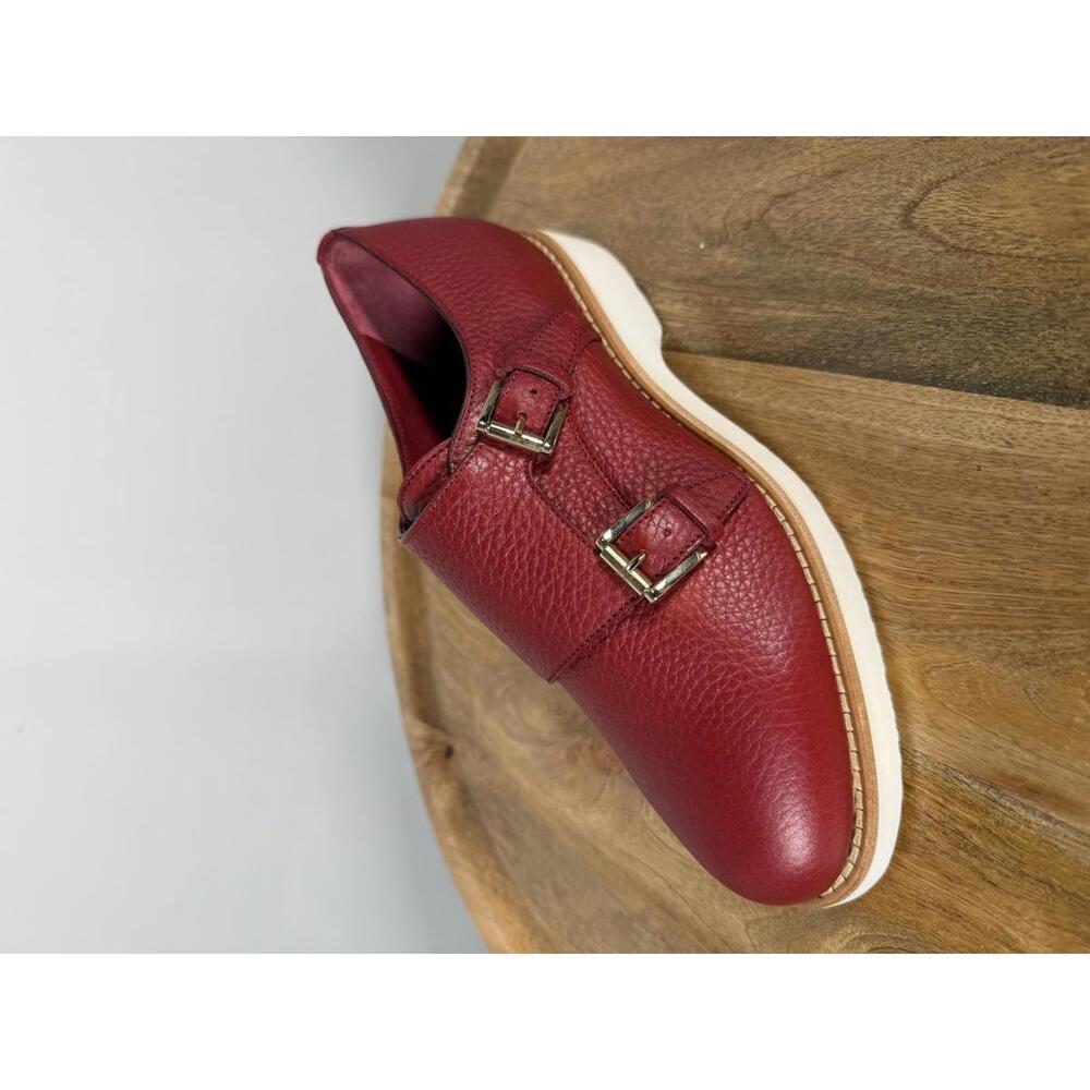Santoni Made In Italy Red Leather Double Monk Strap Shoe US 5 / EU 35 NWB $900 - Picture 6 of 12